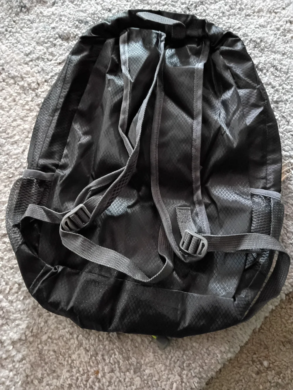 Black Backpack with Neon Lime Bungee Cord - Men Bags